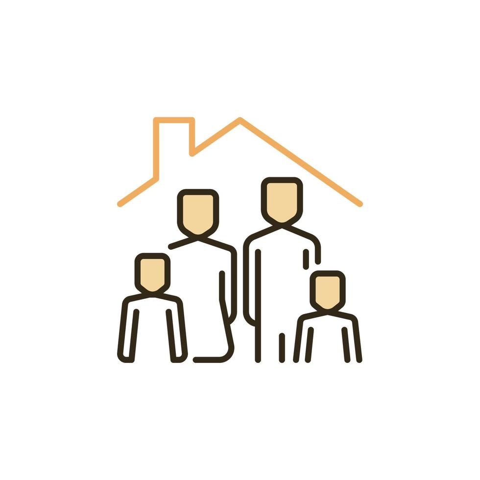 Happy Family under House Roof vector concept colored icon
