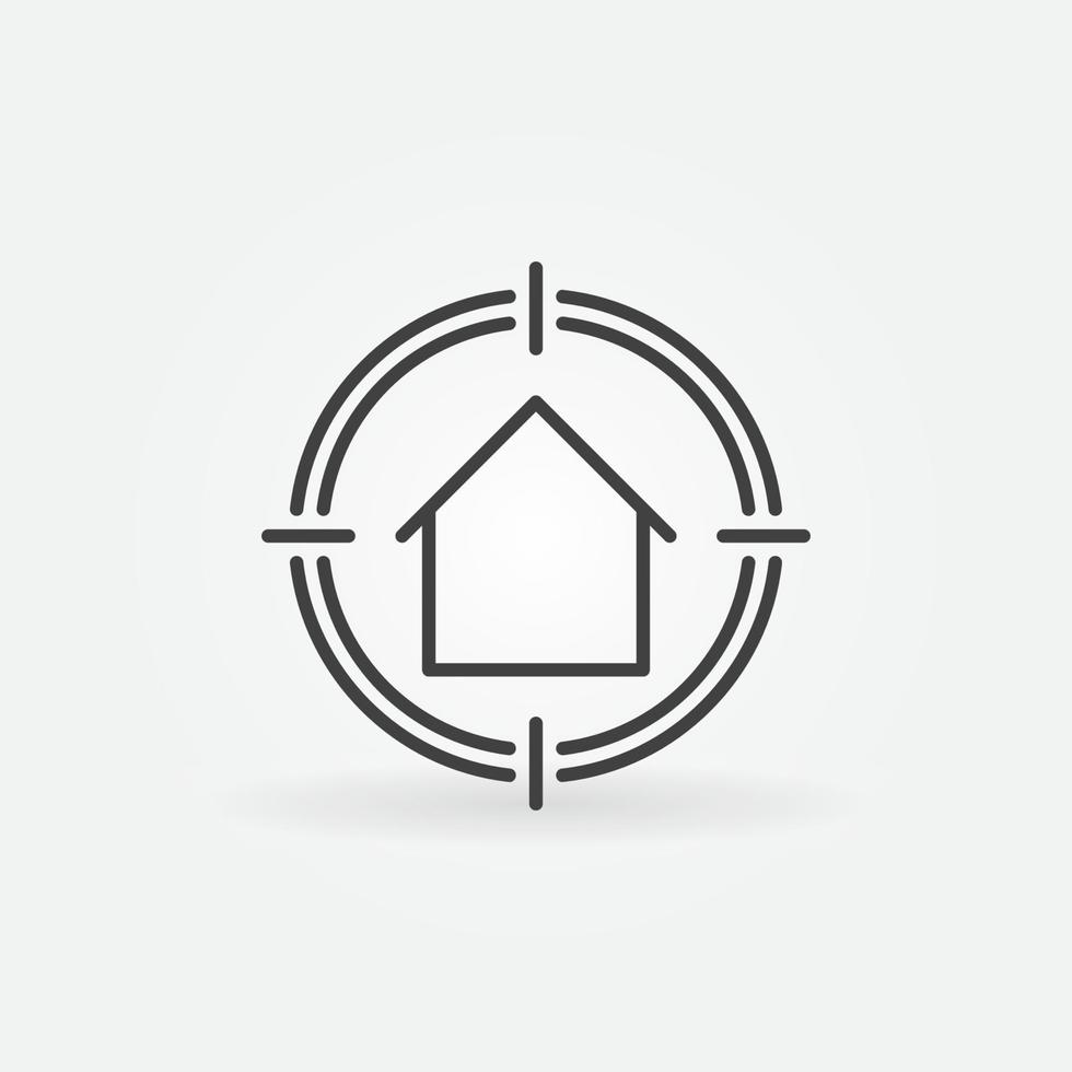 House in Target linear vector concept icon or logo