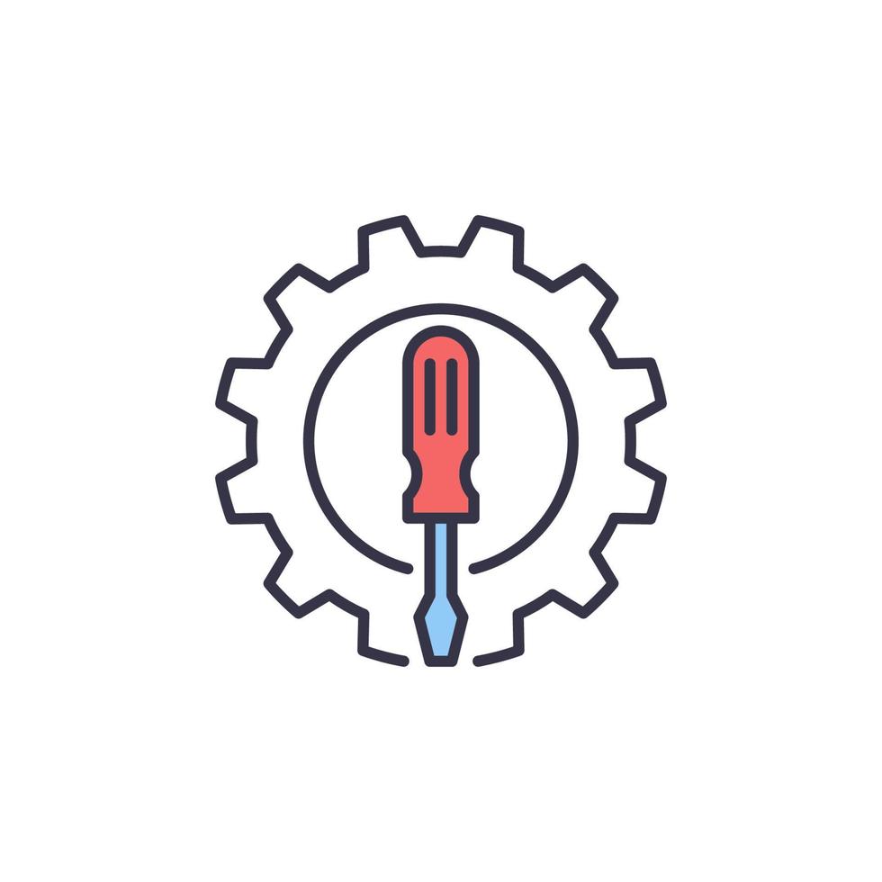 Screwdriver inside Cog Wheel vector Repair concept icon