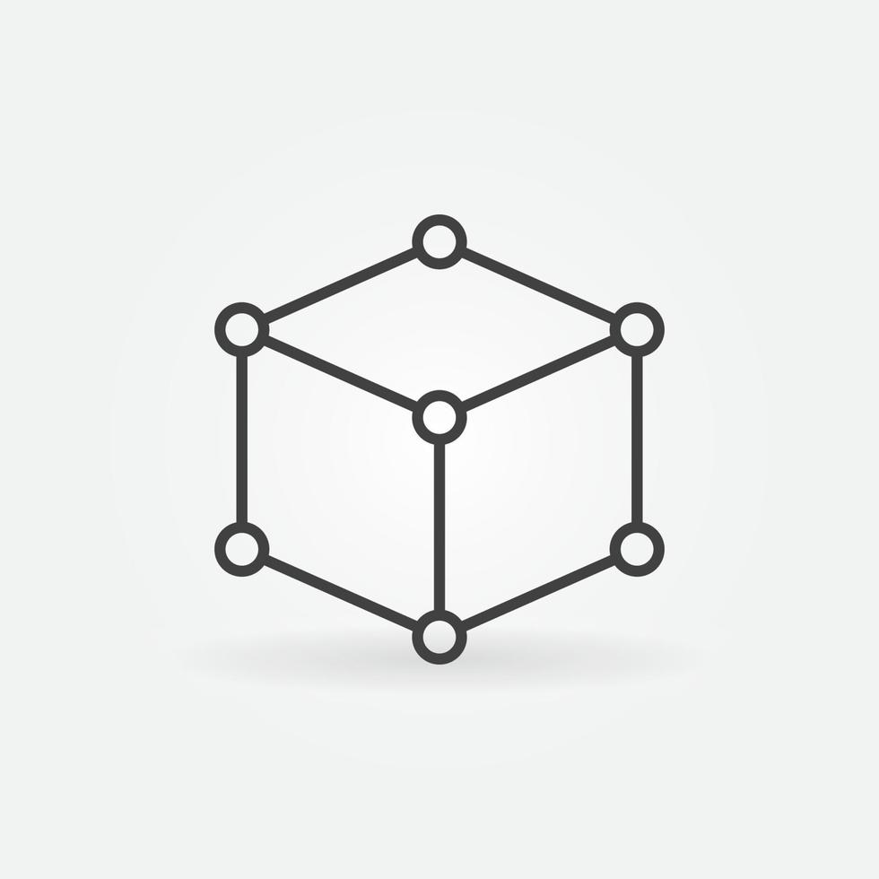 Cube with Circles linear vector concept icon or logo