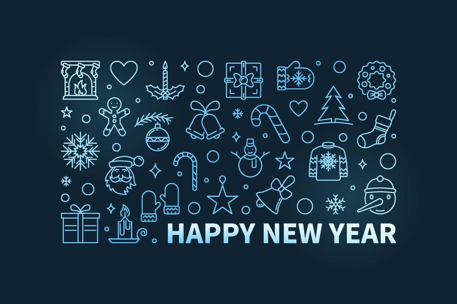 Happy New Year Banner modern outline colored design vector