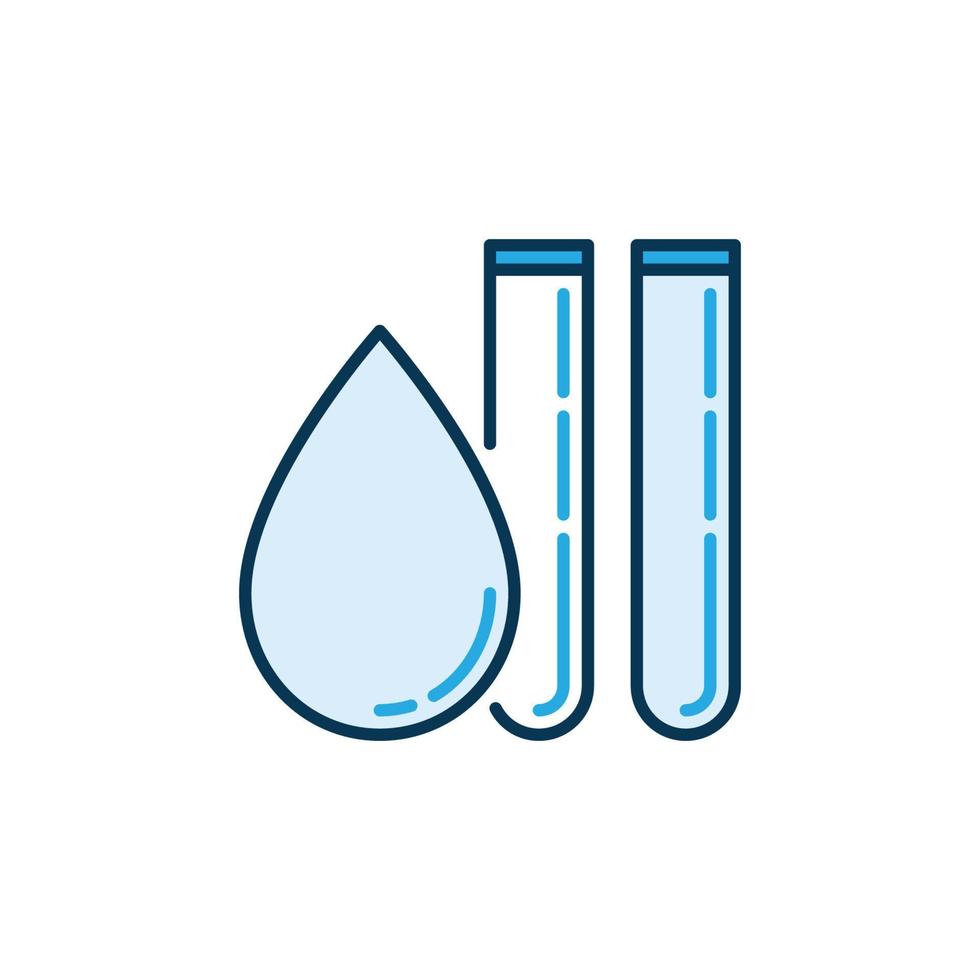 Test Tubes and Water Drop colored vector Pollution concept icon