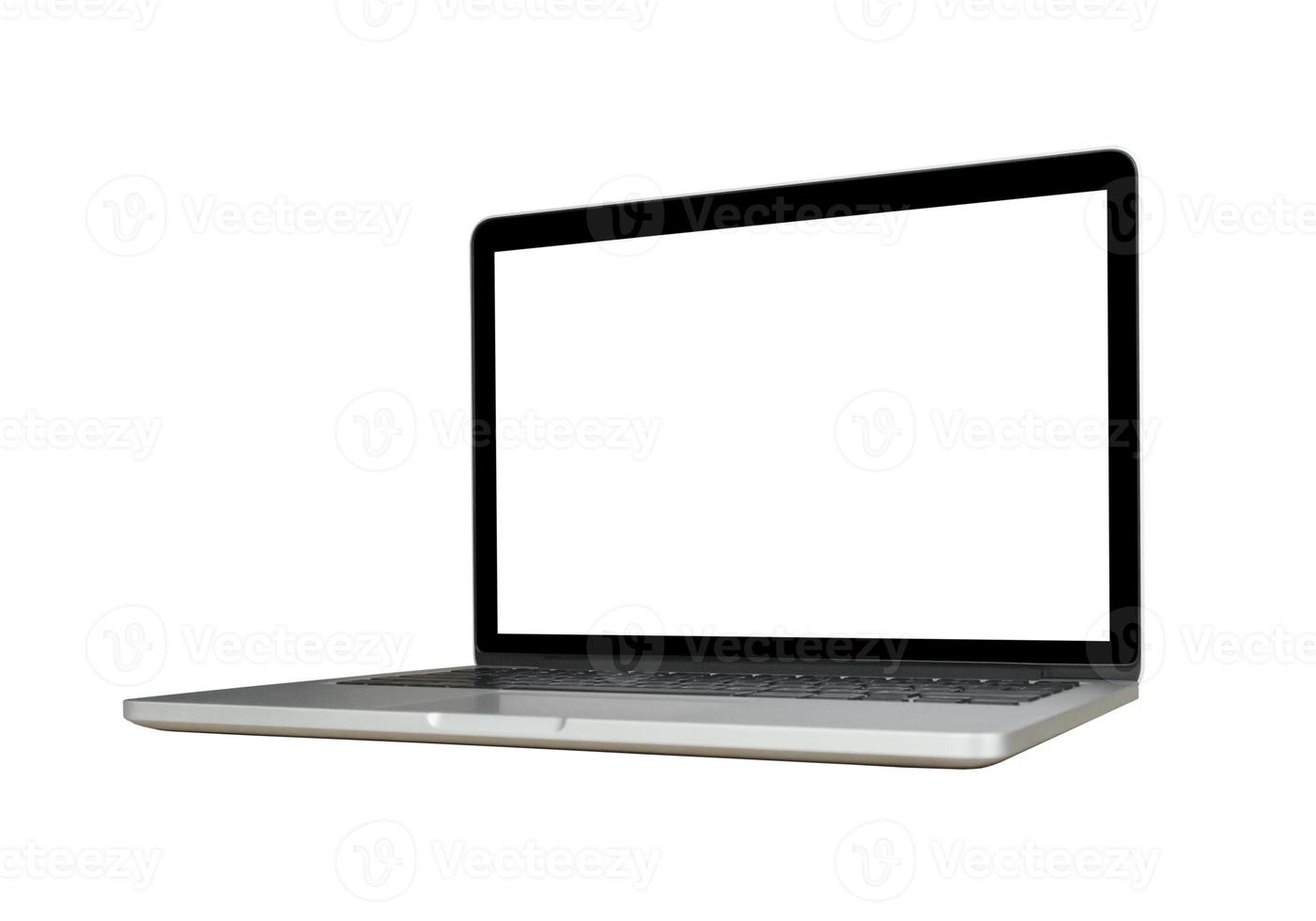 Laptop computer with blank screen isolated on white background photo