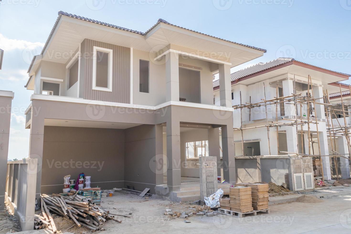 construction residential new house in progress at building site housing estate development photo