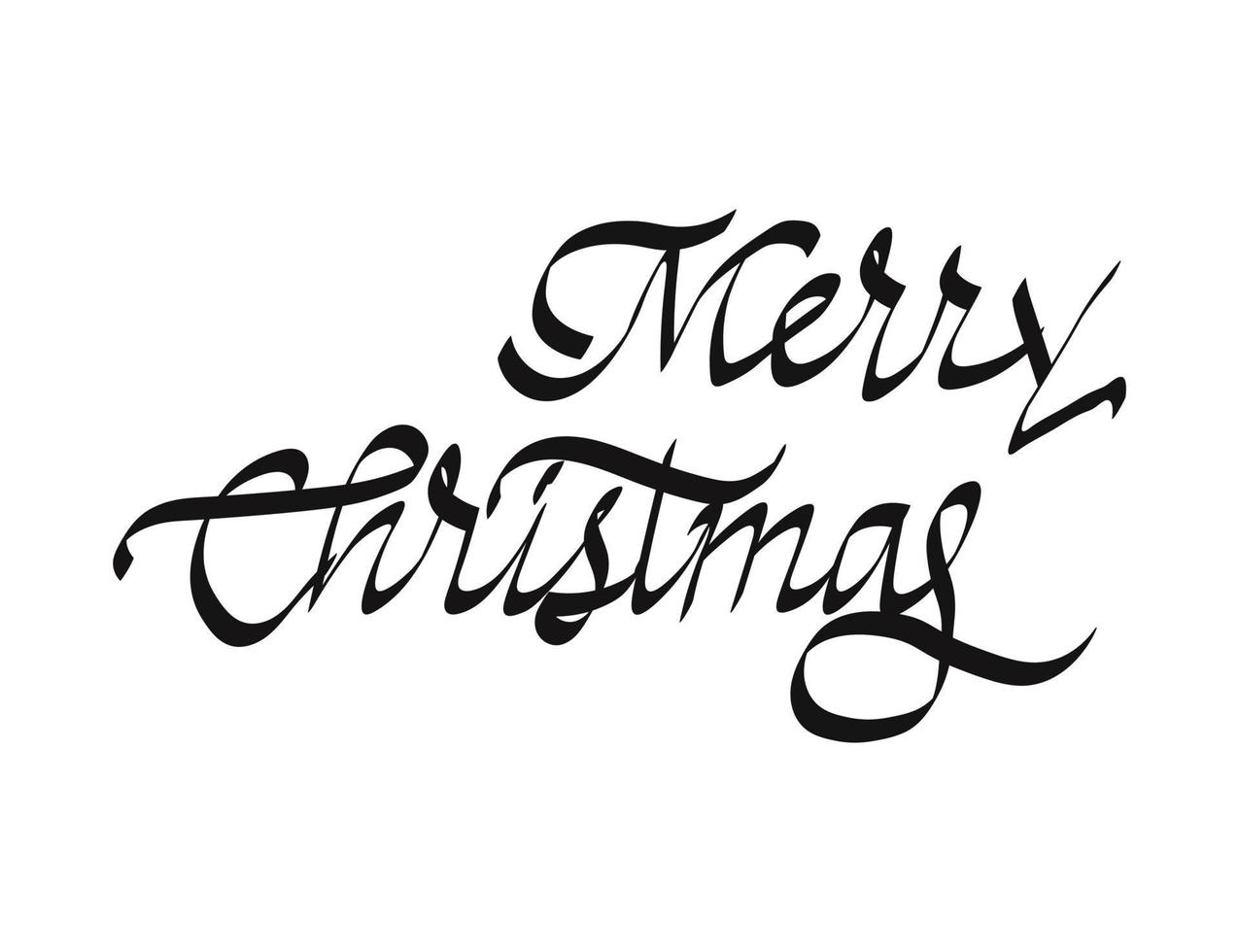 Merry Christmas calligraphic hand drawn lettering vector