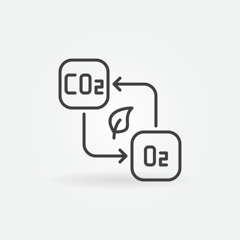 Carbon Dioxide CO2 to O2 outline vector concept icon