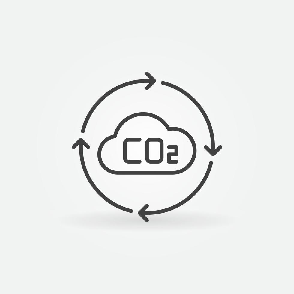 Carbon Dioxide CO2 inside Arrows outline vector icon