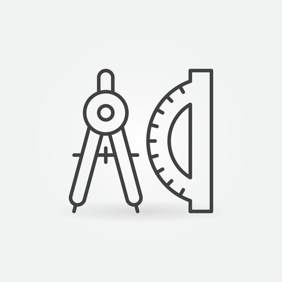 Compass and Protractor line vector concept Geometry icon