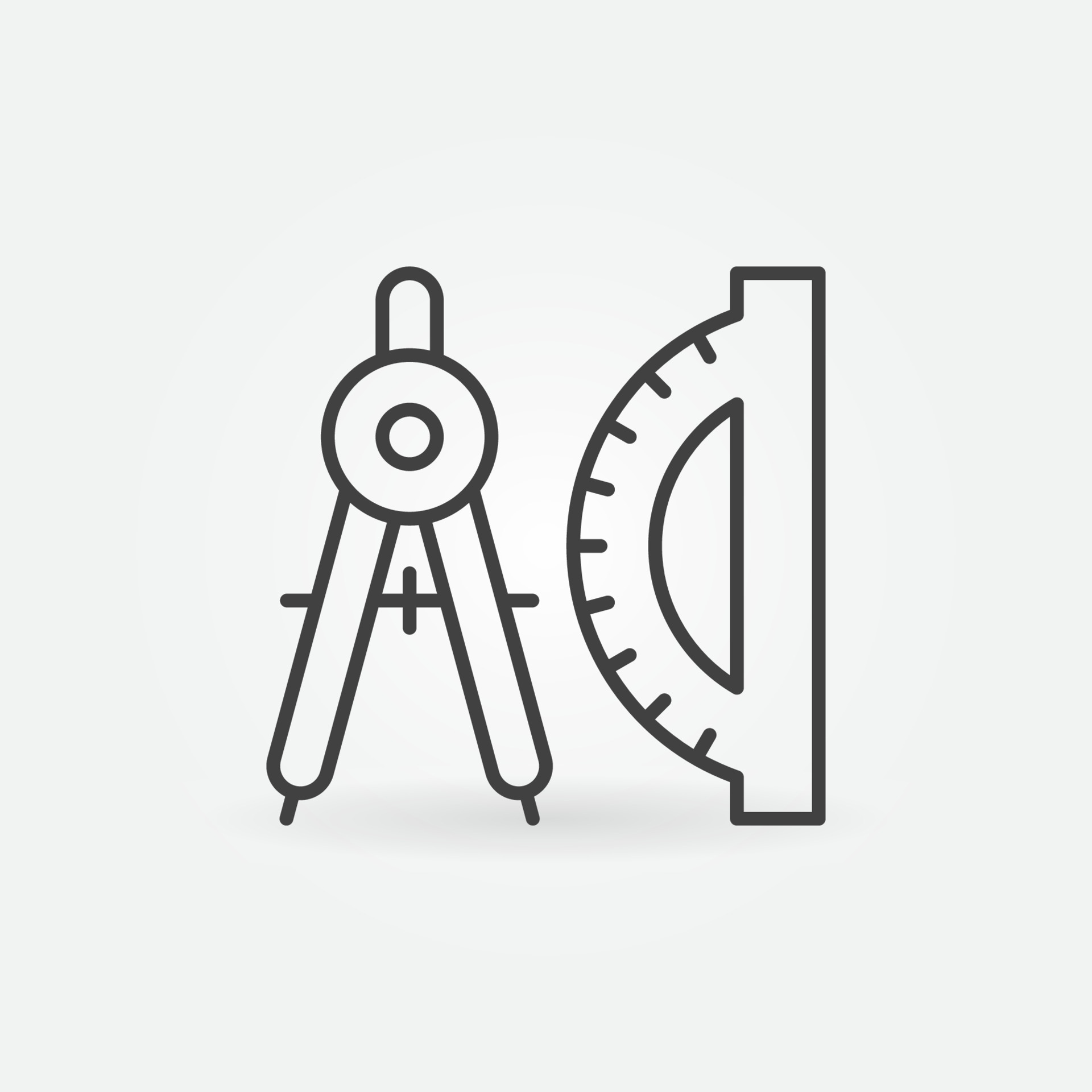 Compass and Protractor line vector concept Geometry icon 12734992