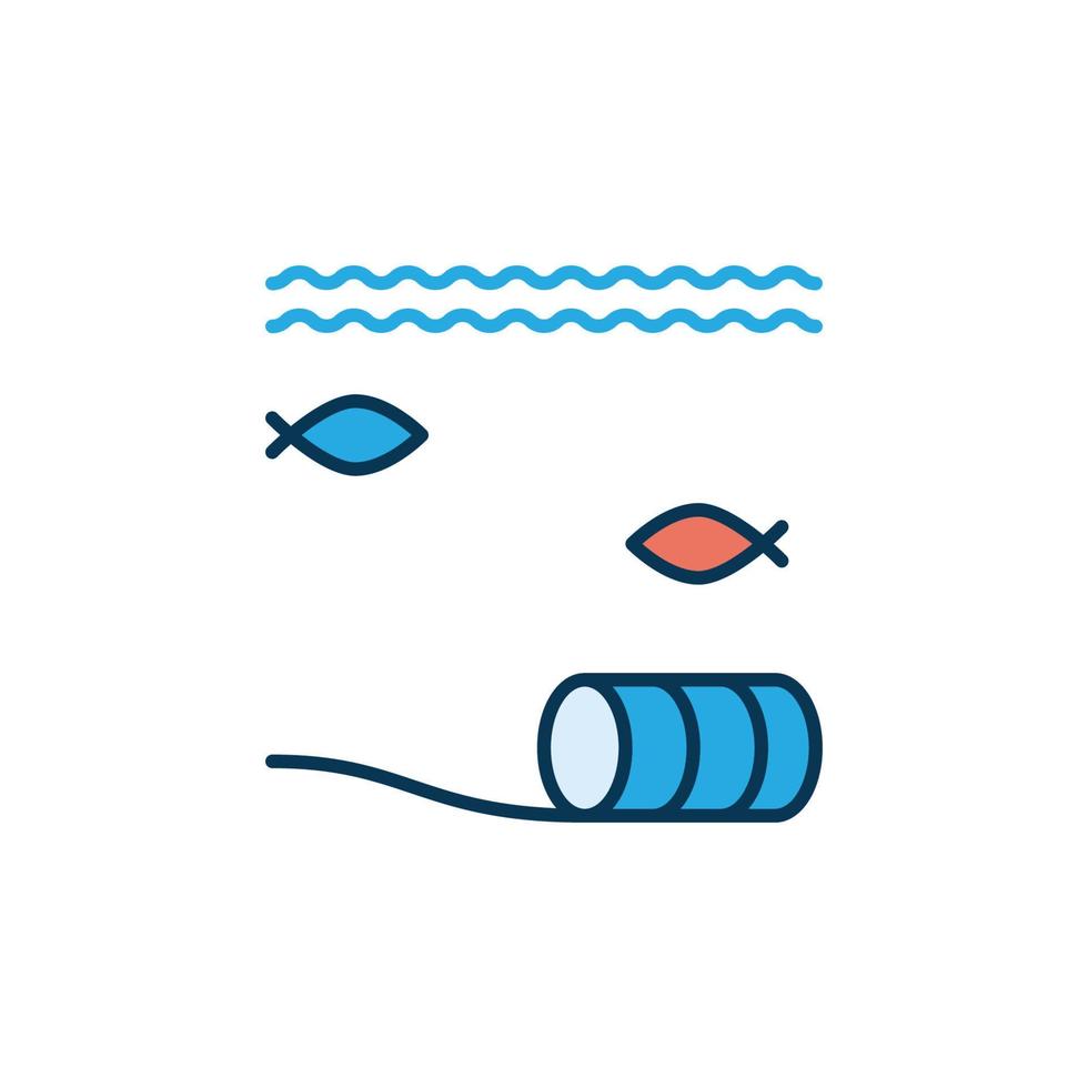 Oil Barrel on the Ocean Floor vector modern icon