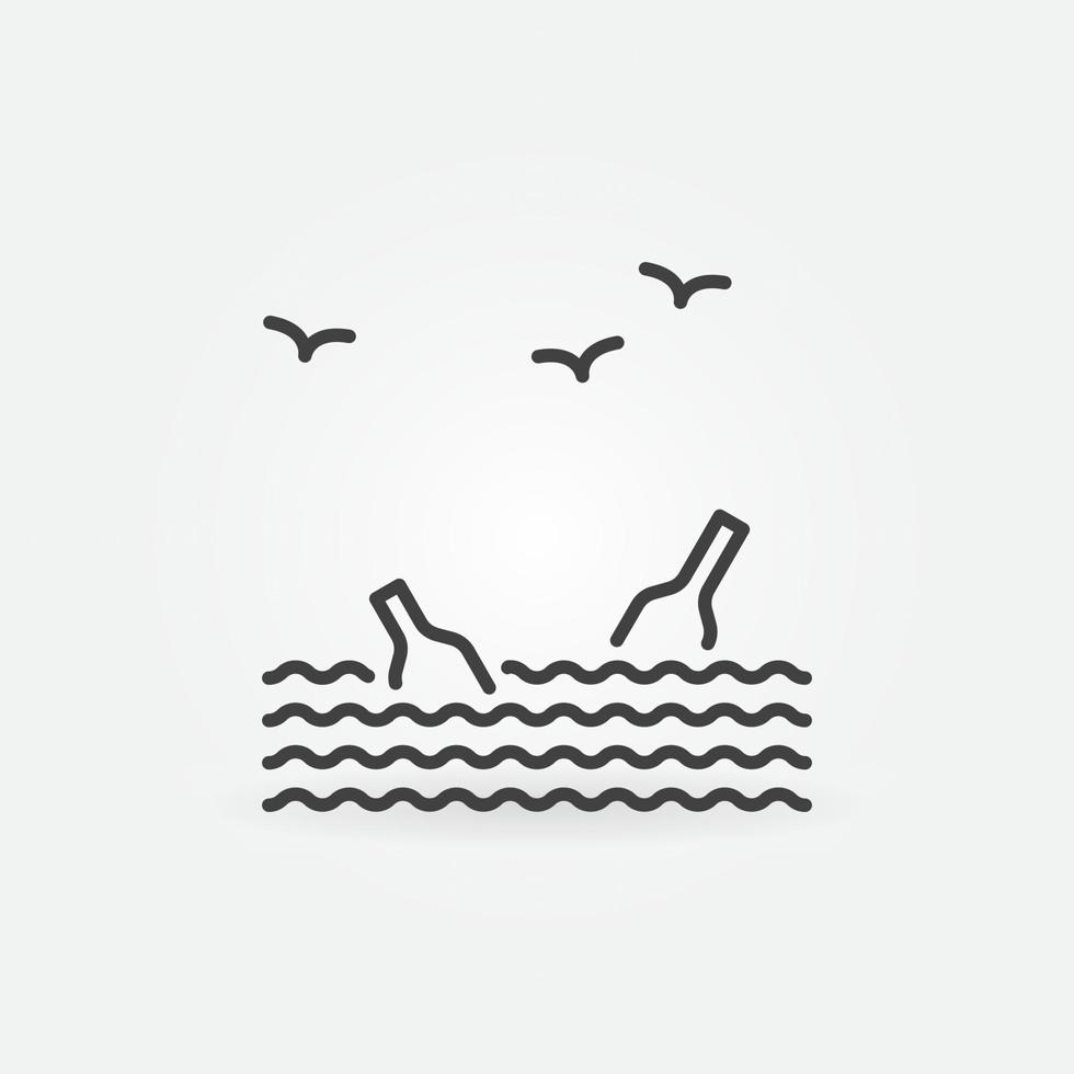 Ocean Plastic Pollution linear vector concept icon