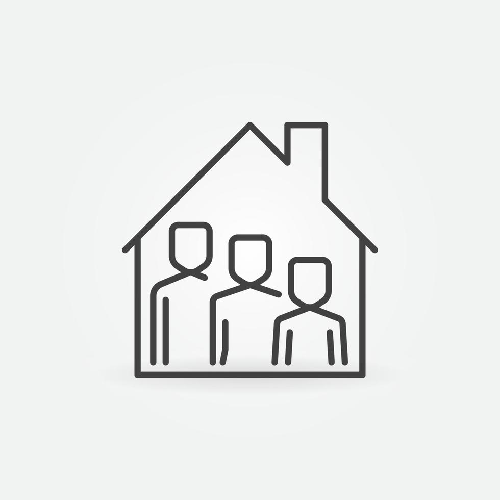 House with Family vector thin line concept icon