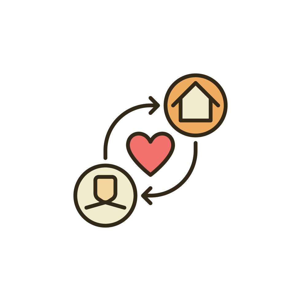 House with Human and Arrows vector concept colored icon