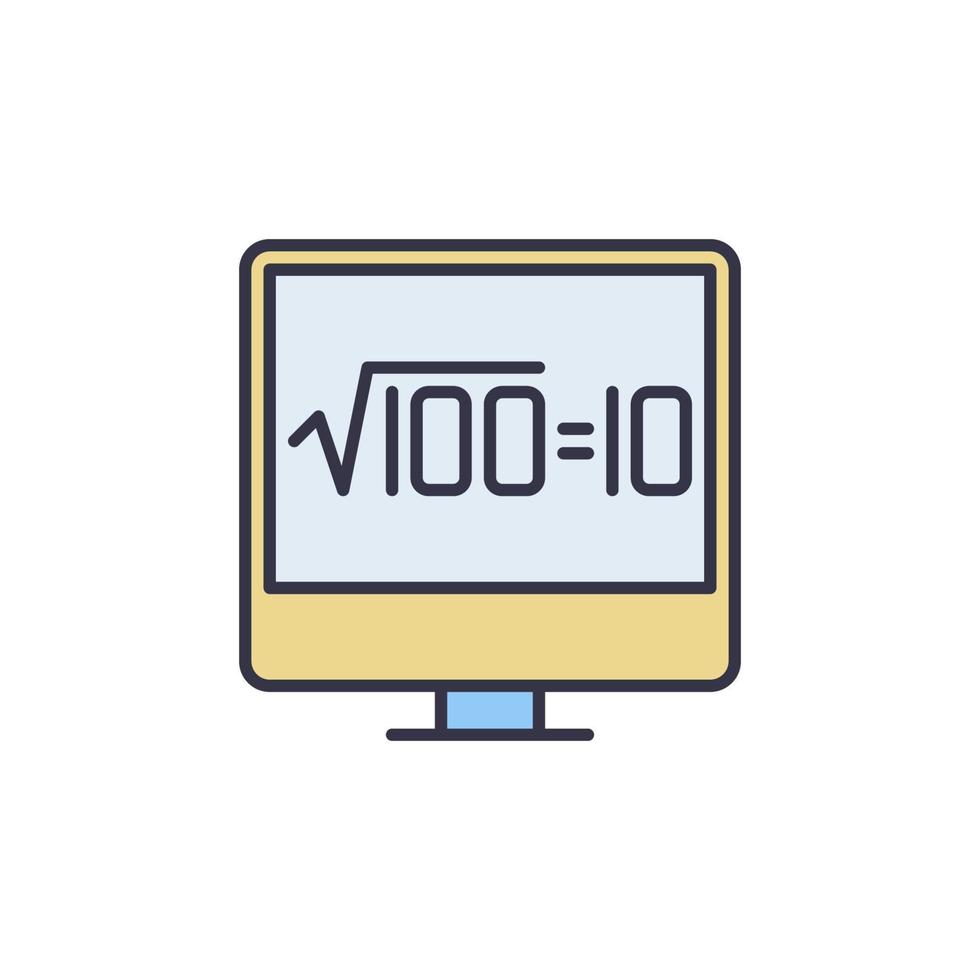 PC with Square Root of 100 vector concept modern icon