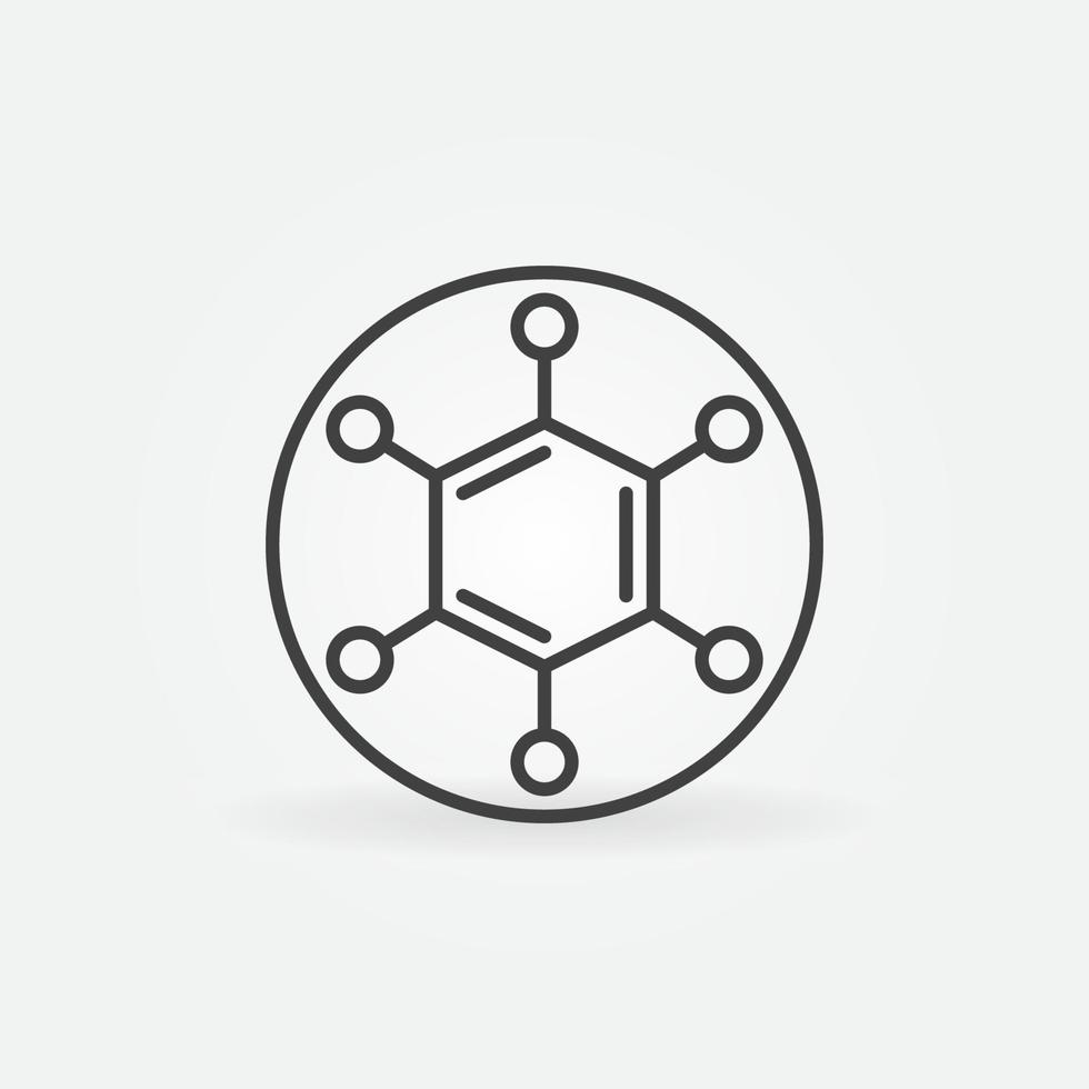 círculo con icono de esquema de concepto de vector de molécula hexagonal