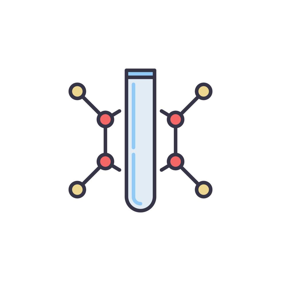 tubo de ensayo con icono de color de concepto de vector de molécula