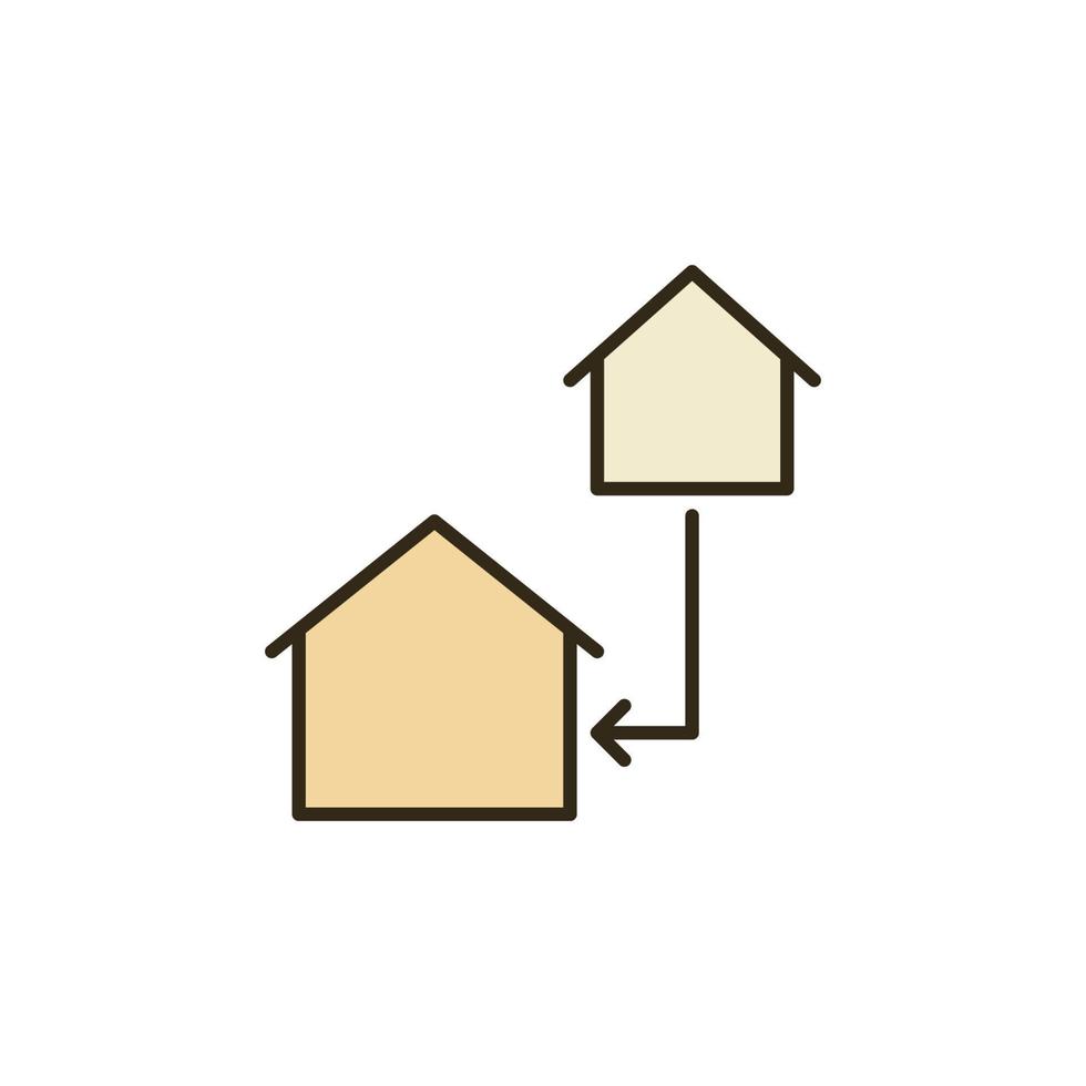 Two Houses with Arrow vector Exchange colored icon or sign