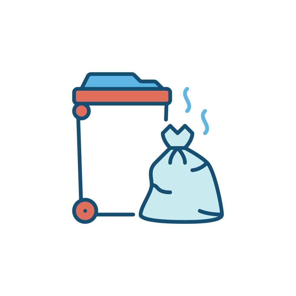 Trash Can and Garbage Bag vector concept colored icon