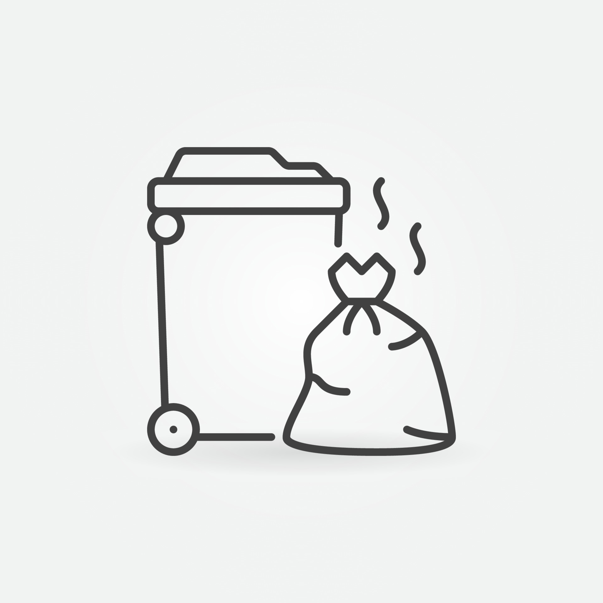 Trash Can and Garbage Bag outline vector concept icon 12735233 Vector