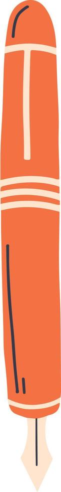 pluma estilográfica naranja ilustración de papelería linda brillante vector