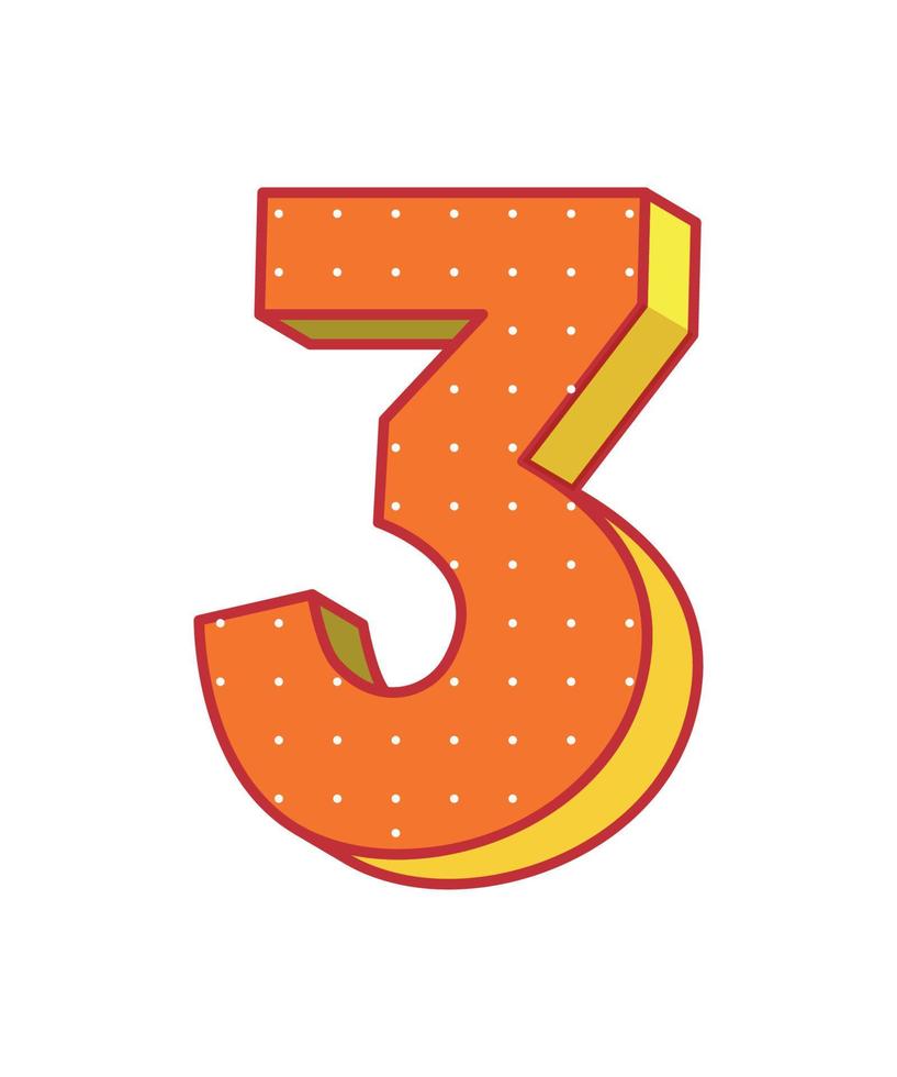 Vector illustration of Digit three