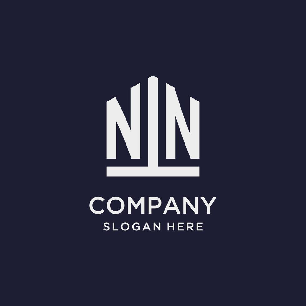 NN initial monogram logo design with pentagon shape style vector