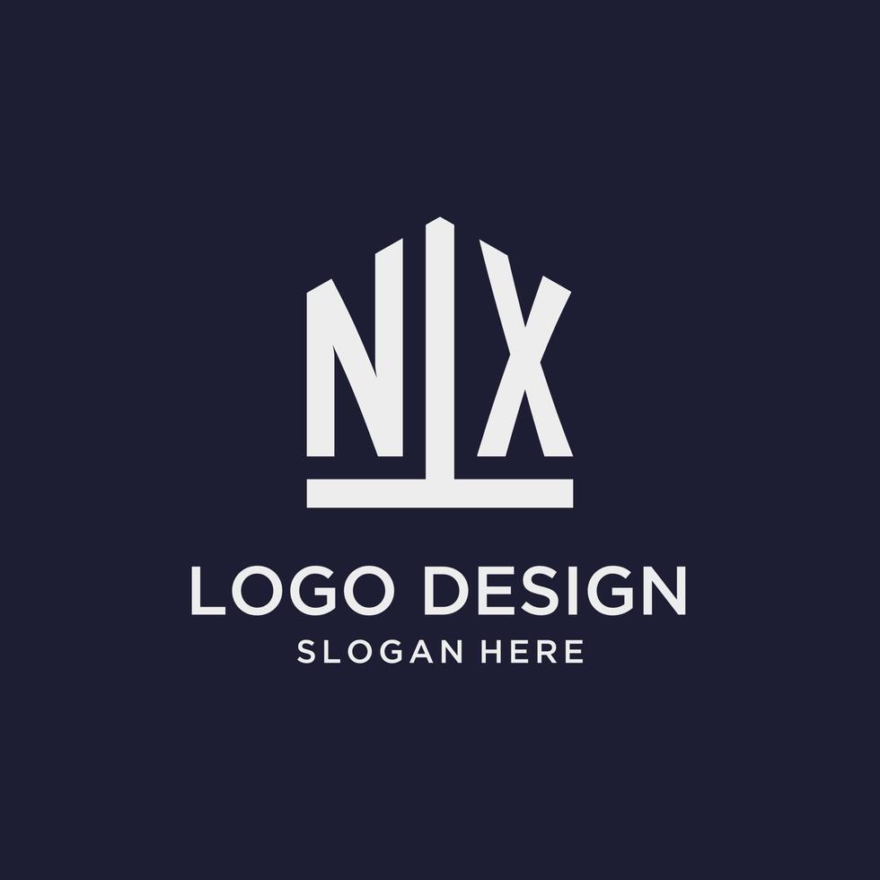 diseño de logotipo de monograma inicial nx con estilo de forma de pentágono vector