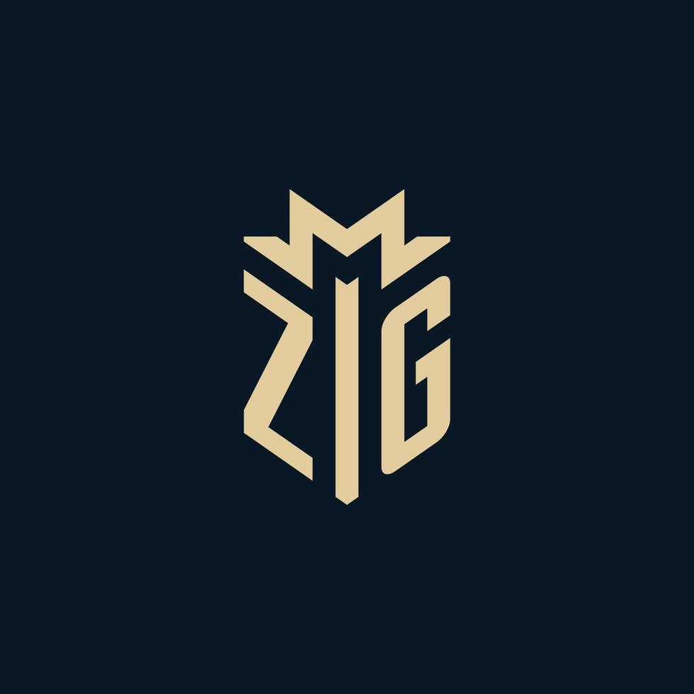 inicial de zg para el logotipo del bufete de abogados, el logotipo del abogado, las ideas de diseño del logotipo del abogado vector