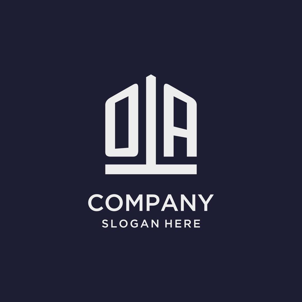 OA initial monogram logo design with pentagon shape style vector