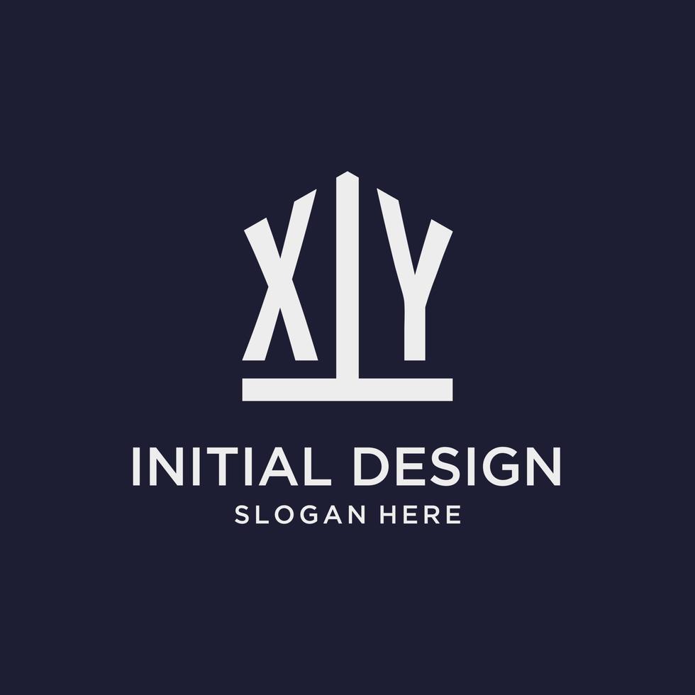 XY initial monogram logo design with pentagon shape style vector