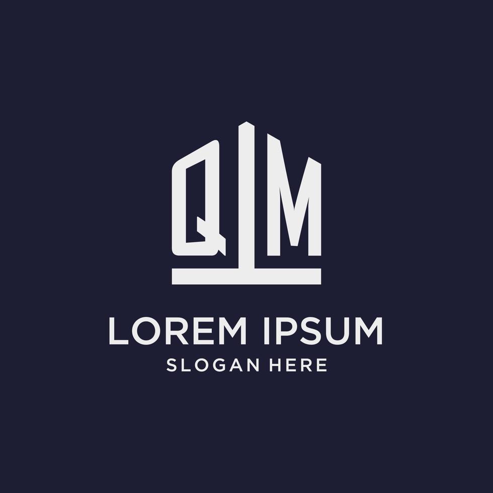 QM initial monogram logo design with pentagon shape style vector