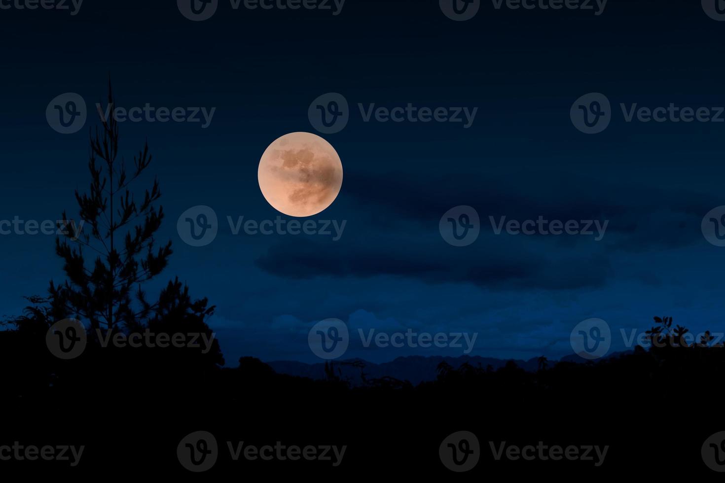 Full moon over the hill night landscape photo