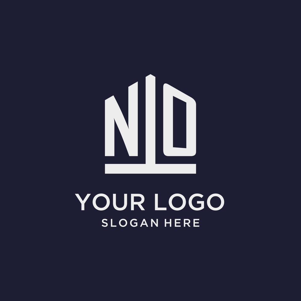 NO initial monogram logo design with pentagon shape style vector