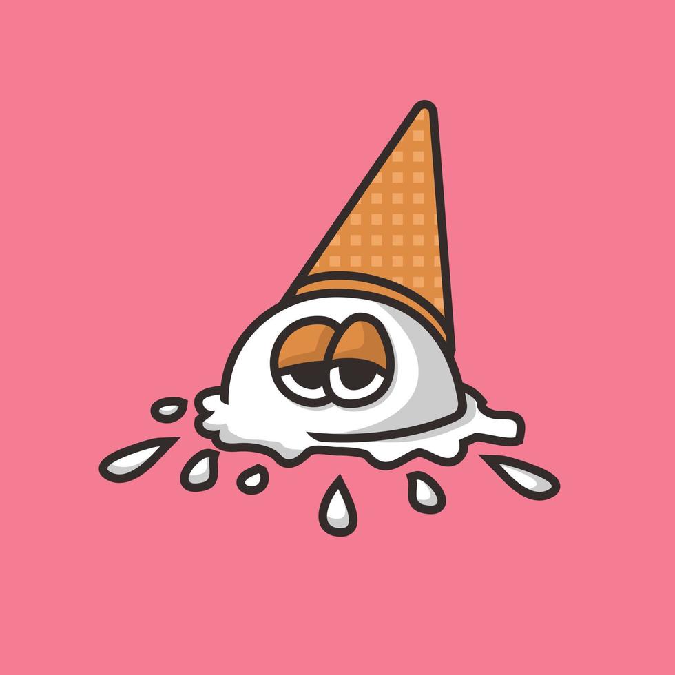 Ice cream drop cartoon mascot, flat design style vector