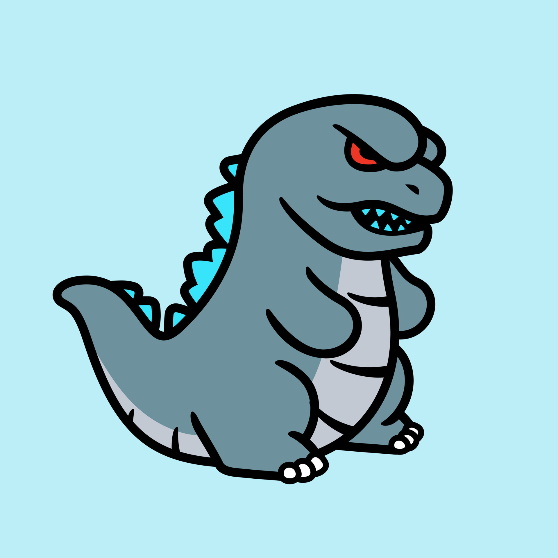 Godzilla cartoon mascot, flat design style 12736217 Vector Art at Vecteezy