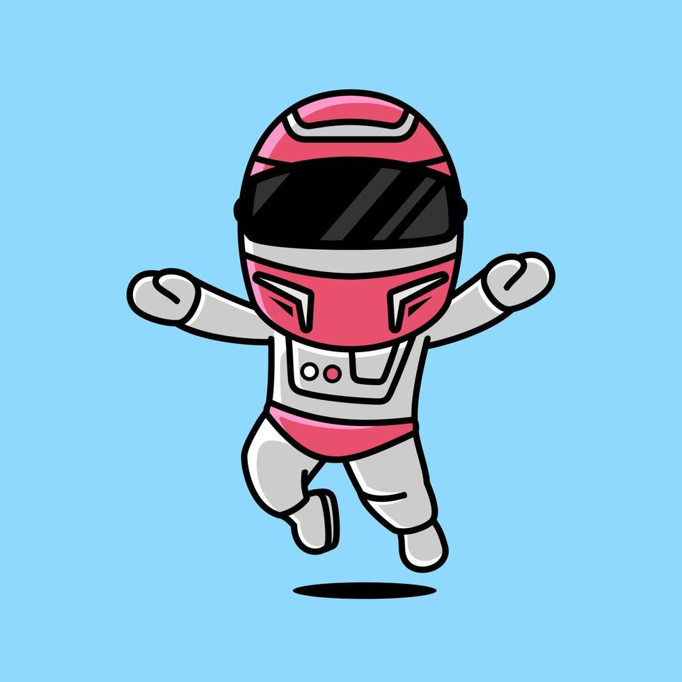 Astronaut with helmet mascot cartoon character, flat design style vector