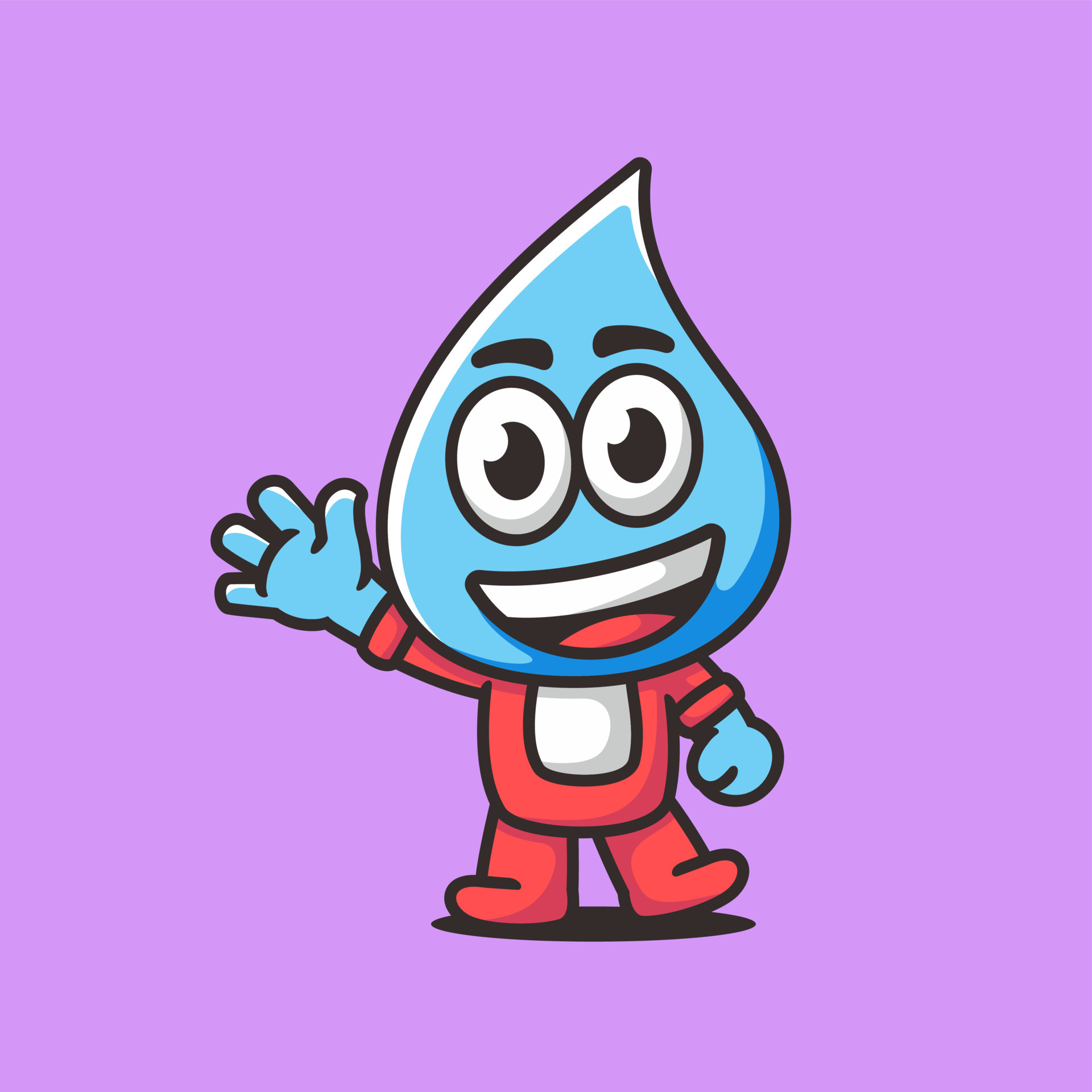 Water drop cartoon mascot logo, flat design style 12736240 Vector Art at  Vecteezy