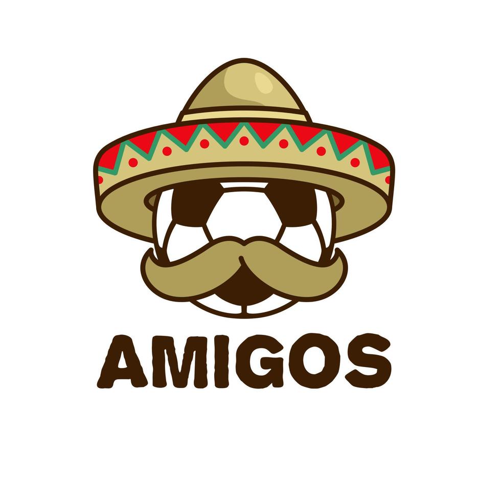 Mexican football academy cartoon mascot, flat design style vector