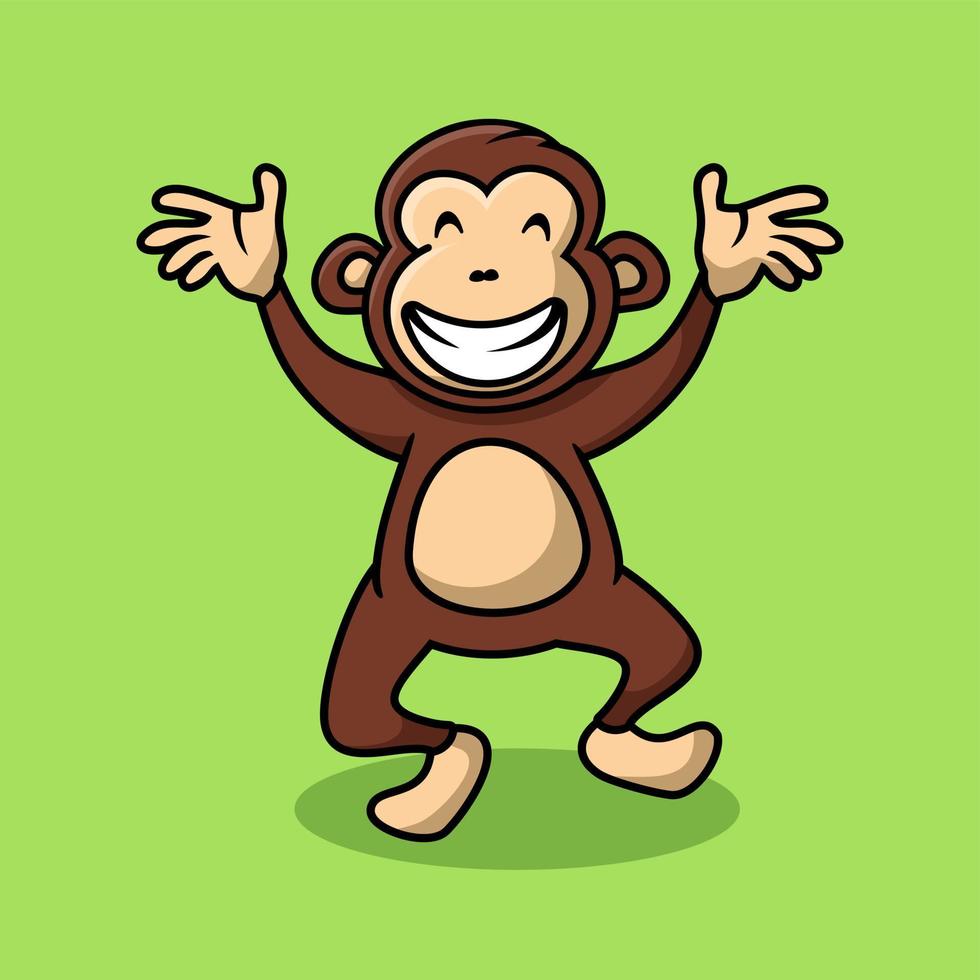 Monkey dancing cartoon character, flat design style vector