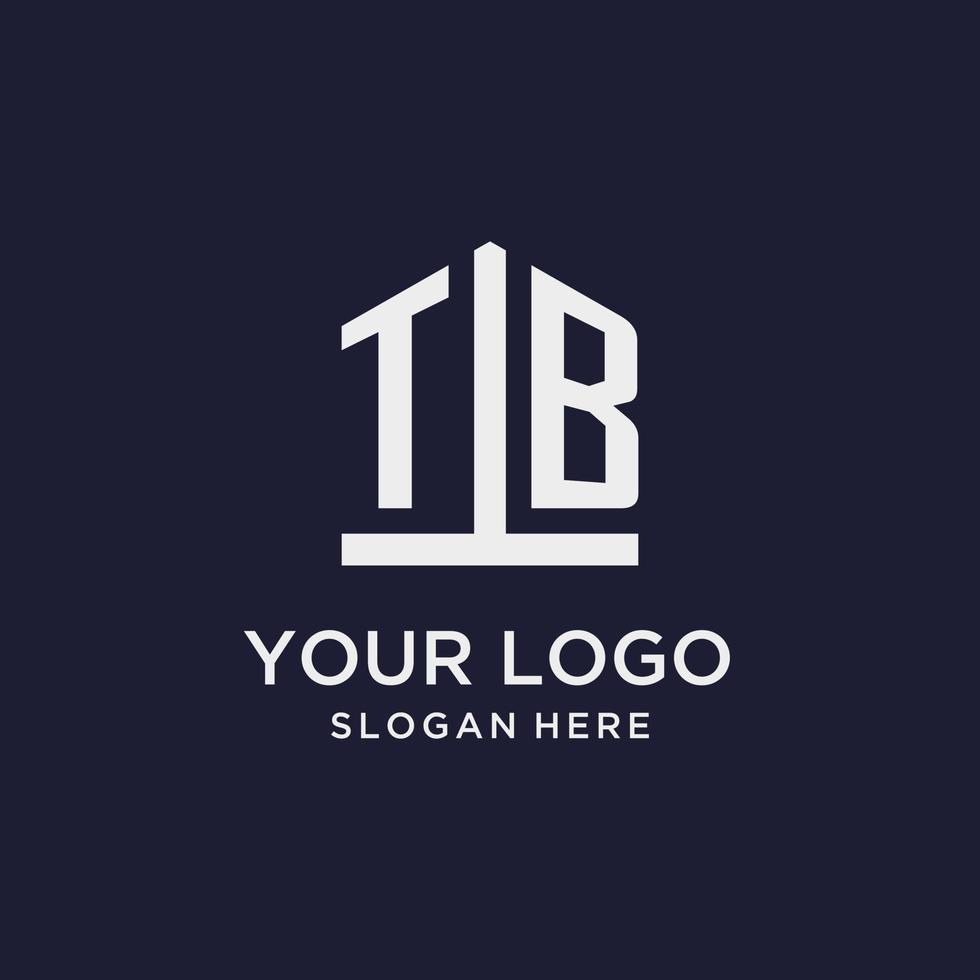TB initial monogram logo design with pentagon shape style vector