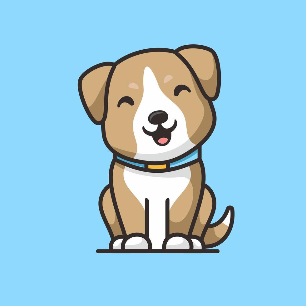 Cute dog sticking her tongue out cartoon icon illustration. vector