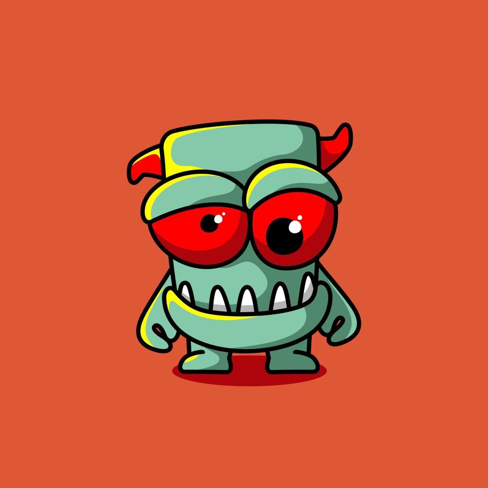 Big eyes monster cartoon Illustration, funny, fictional Character. Premium vector. flat cartoon style vector
