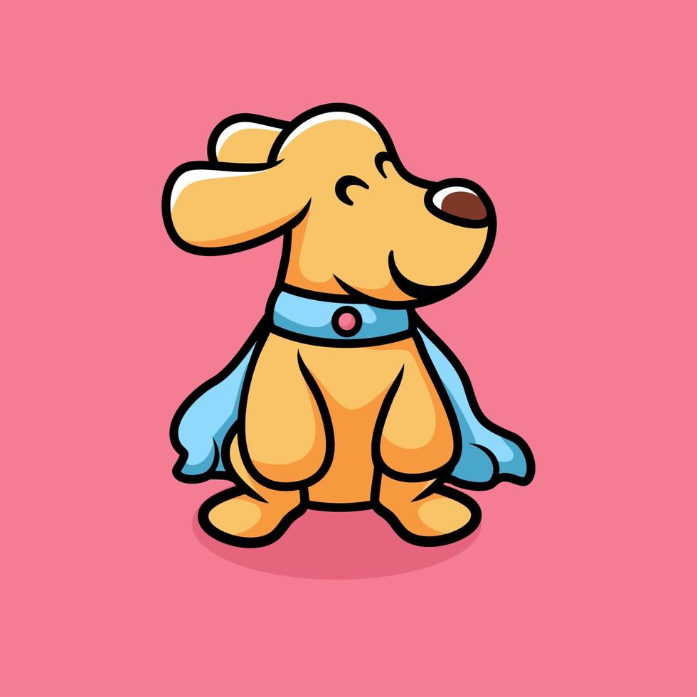 Cute superhero dog cartoon icon illustration vector