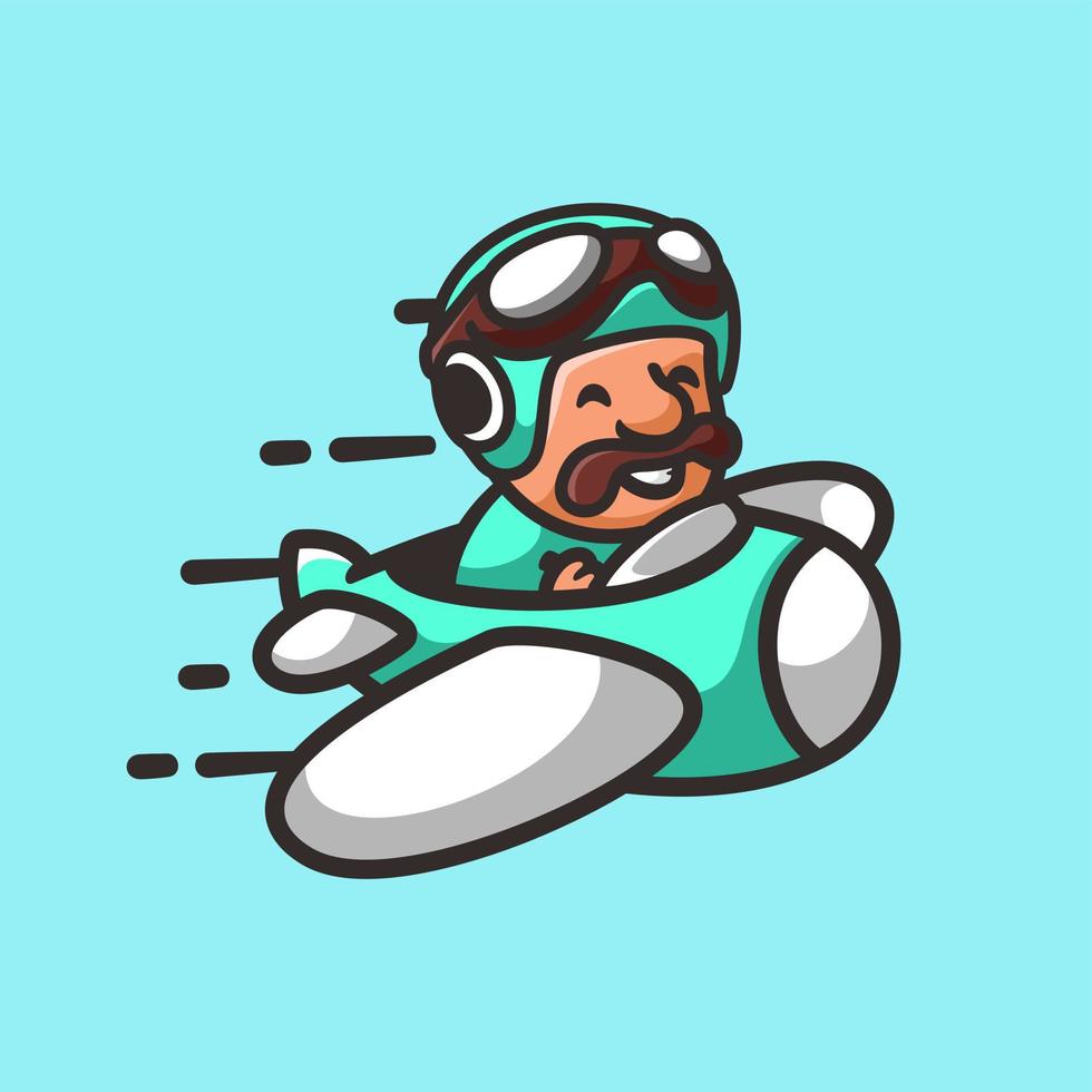 personajes de dibujos animados piloto, estilo de diseño plano vector