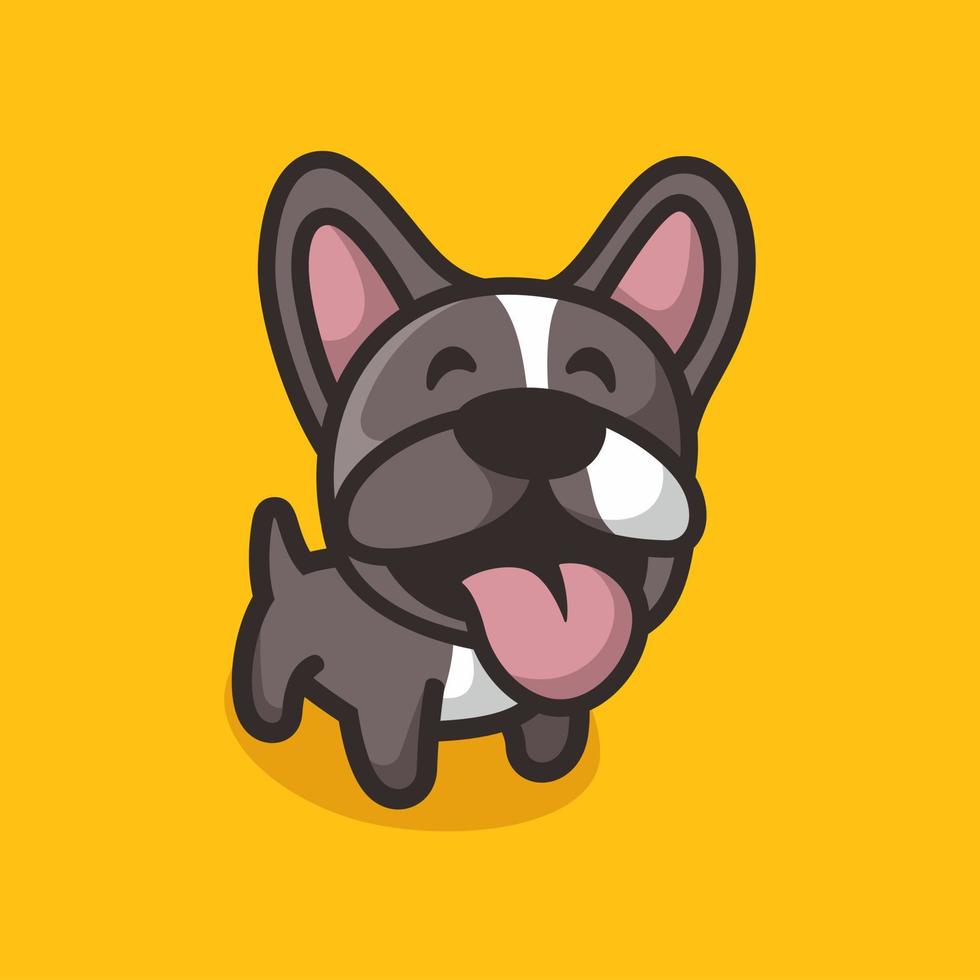Cute dog sticking her tongue out cartoon icon illustration. vector