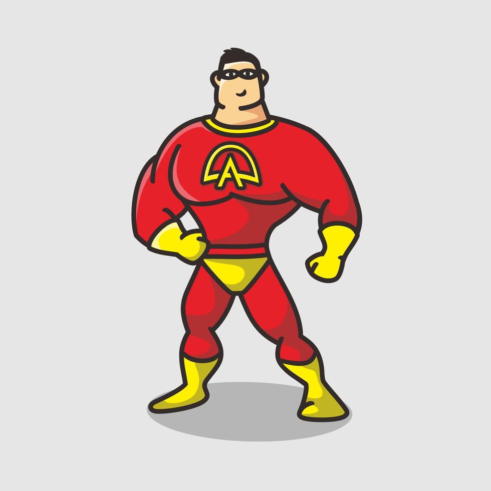 Superhero cartoon logo, flat design style vector
