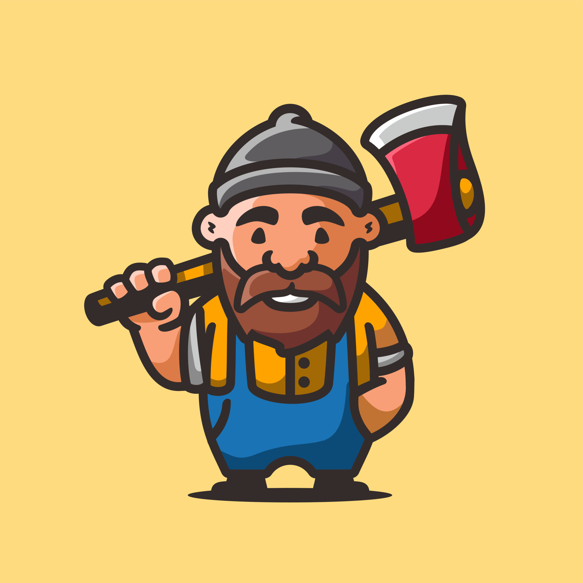 mascota de personaje de dibujos animados de leñador, estilo de diseño plano 12736328 Vector en