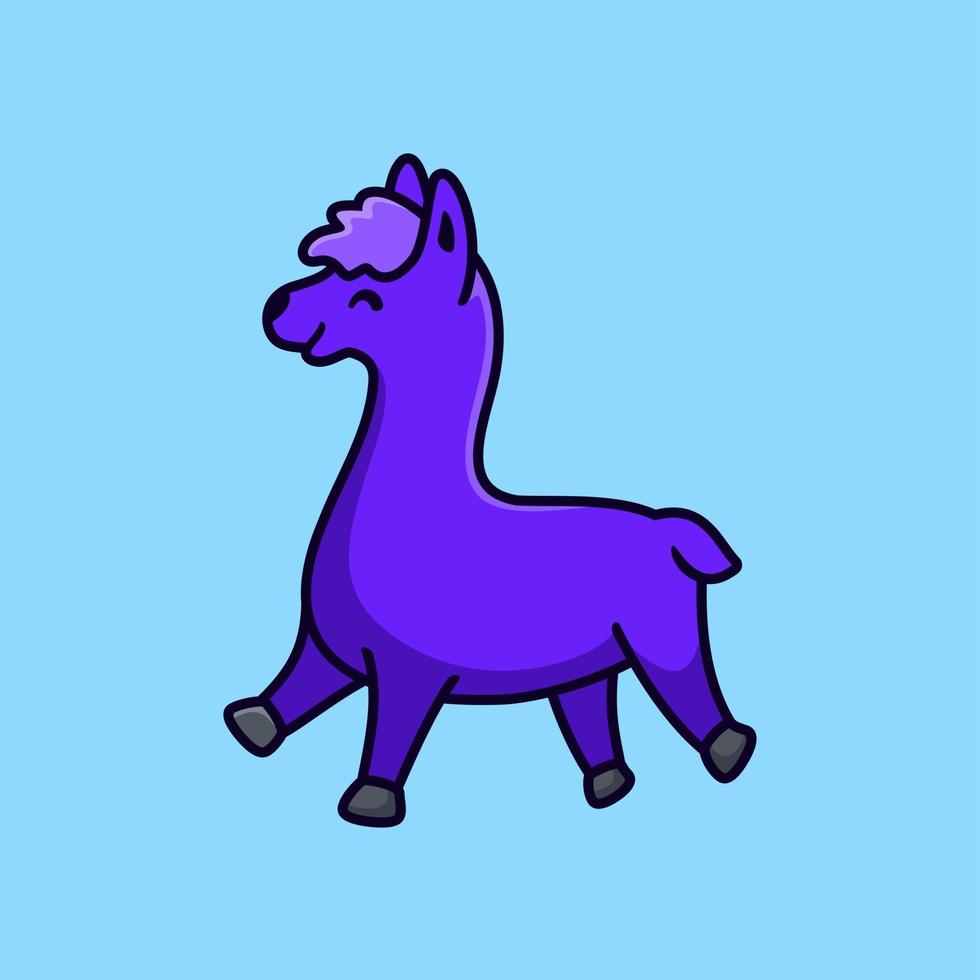 Llama mascot cartoon logo design, flat design style vector