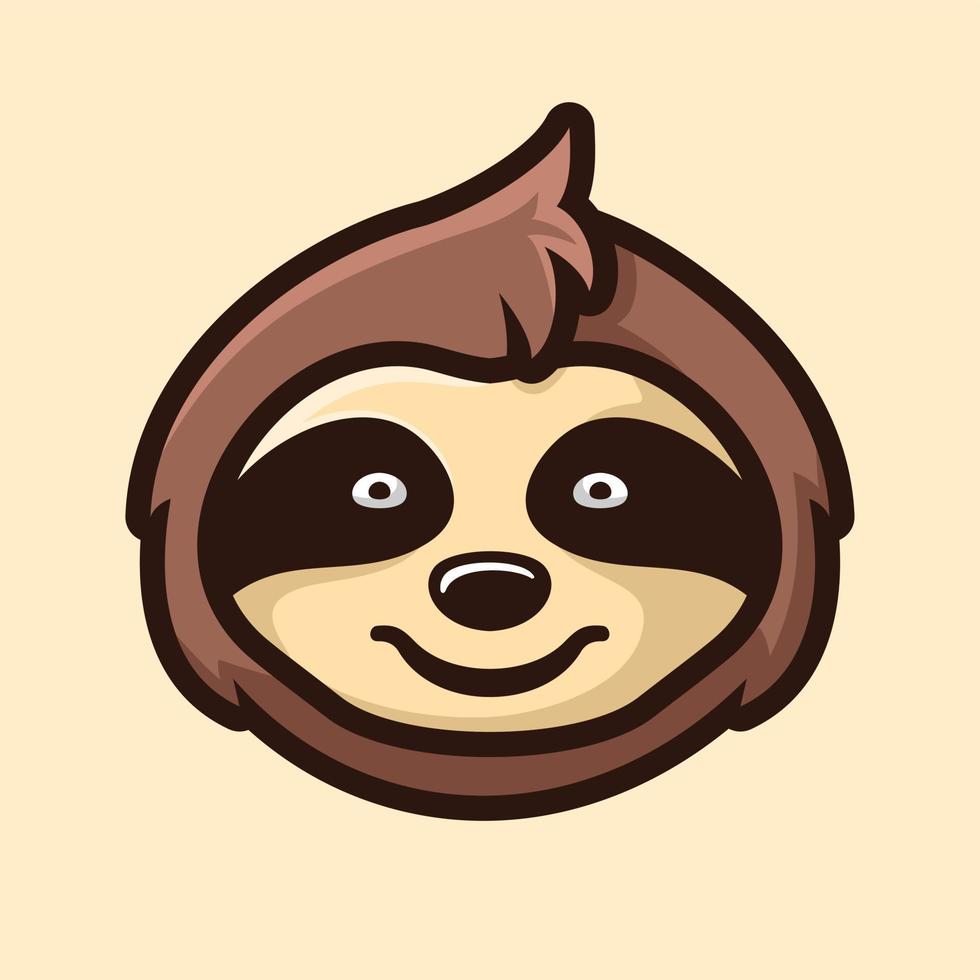 Sloth head cartoon character, flat design style vector