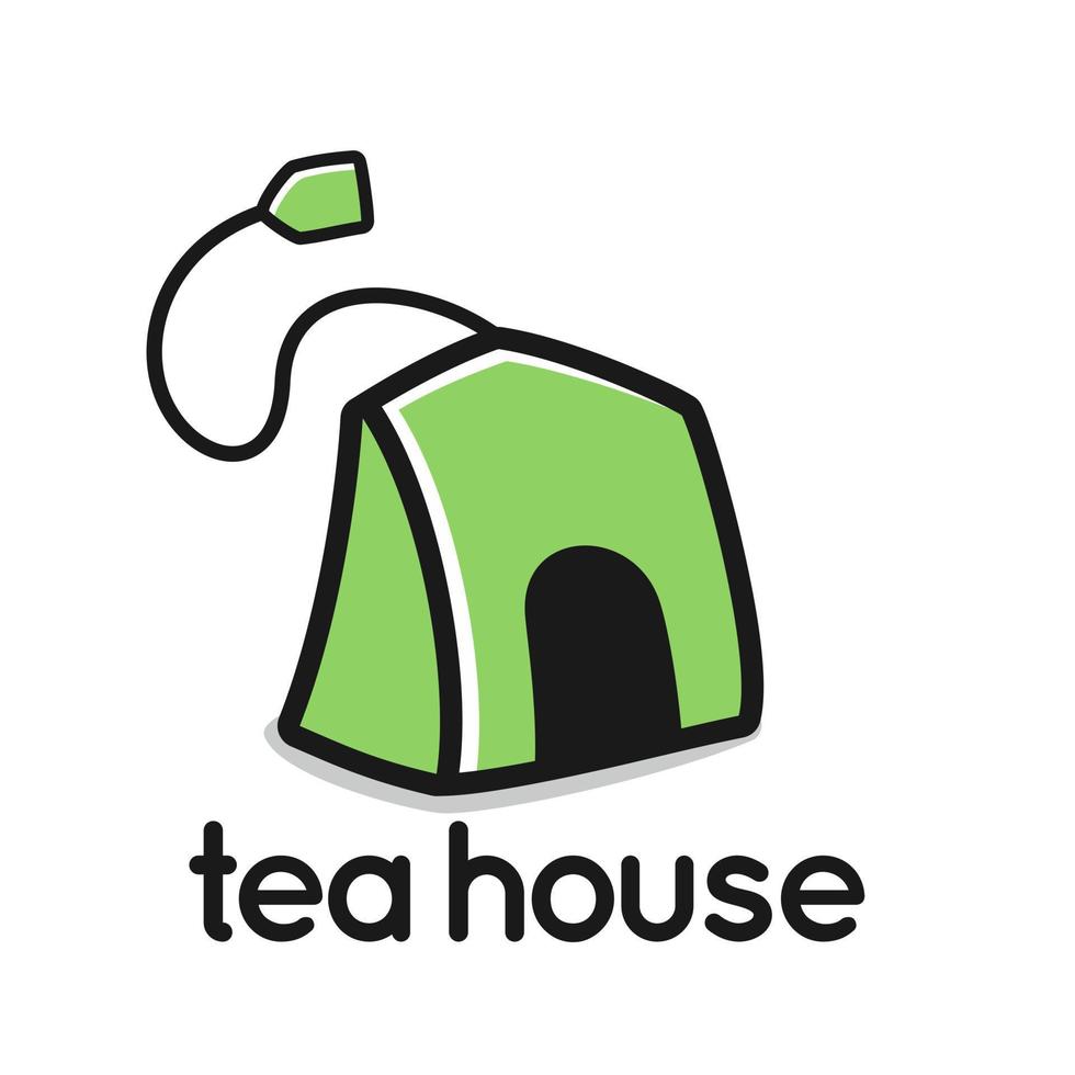 logotipo inteligente de la casa de té, estilo de diseño plano vector